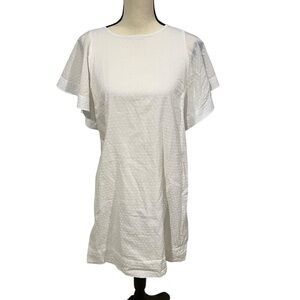 J Crew Factory Sz 8 Mini Dress White Flounce Sleeve